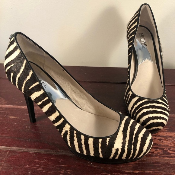 Michael Kors Amara Zebra Print Heels Real Calf Hair Brown/Cream Size 9.5 NWT - Picture 7 of 7